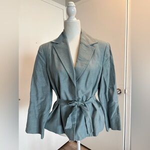 Jones New York Women's Light Blue Belted Blazer